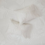 3 Piece Tufted Cotton Chenille Palm Comforter Set Off-White King/Cal King