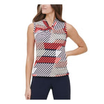 Tommy Hilfiger Womens Printed Knot Neck Shell