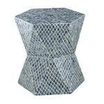 19x19x20" Tapered Blue Garden Capiz Stool, Accent Side Table