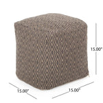 Amuleto Hand Loomed Cotton Pouf - Dark Gray / Brown