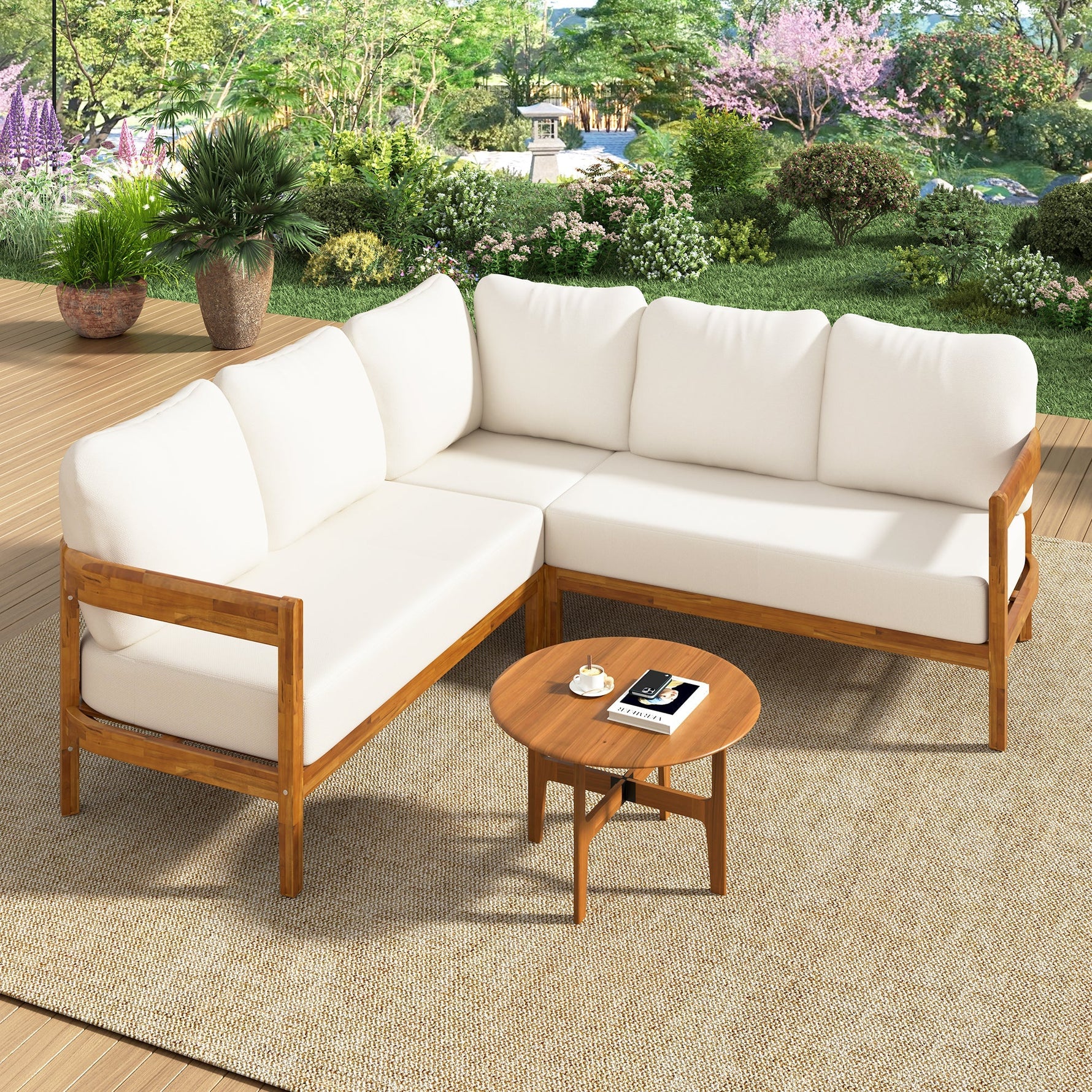 U_Style Acacia Solid Wood Patio Furniture Set