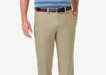 Haggar Men's Cool 18 Pro Stretch Straight Fit Flat Front Dress Pants Beige Size 34X29