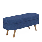Ottoman Oval Storage Bench with Rubber Wood Legs