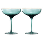 Palazzo Champagne Coupe, Cocktail Glassware, Set of 2, Green