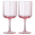 Flower Stemmed Wine Glassware, Pink, Set of 2