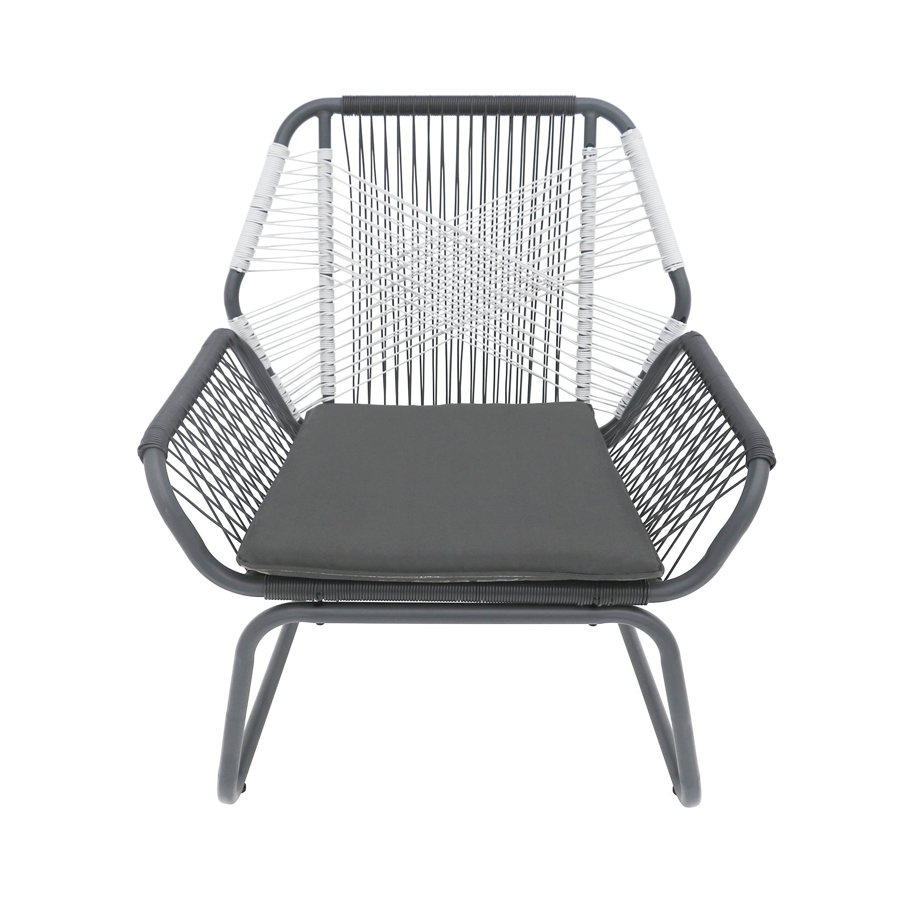 Set of 2 Woven Rattan Outdoor Club Chairs with Cushions