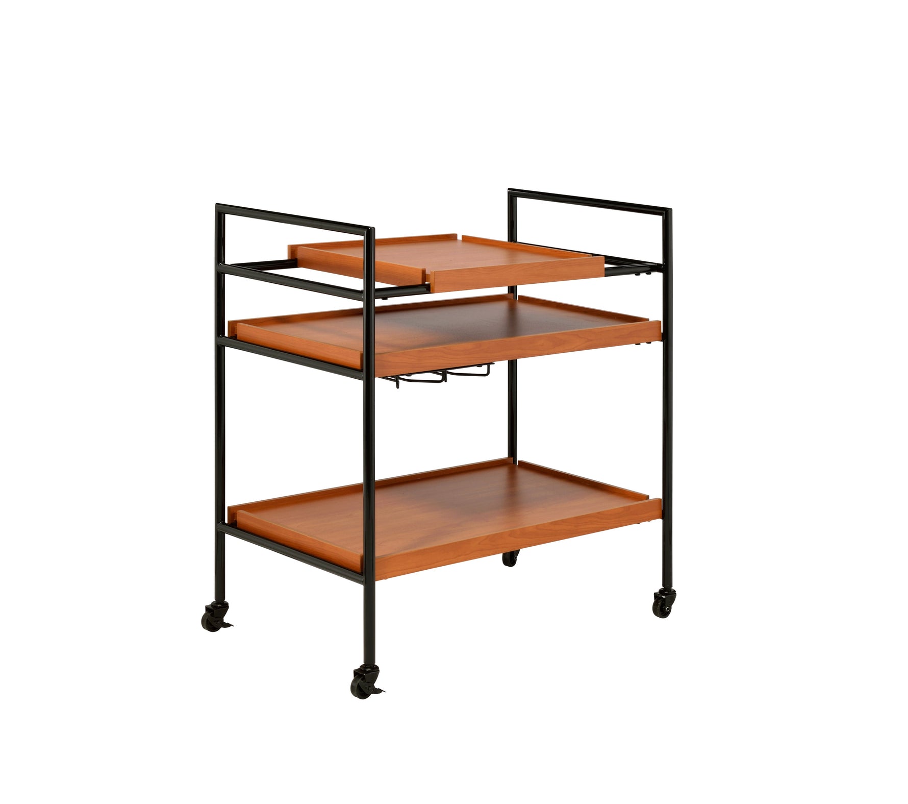 Oaken Honey Oak & Black Finish Serving Cart