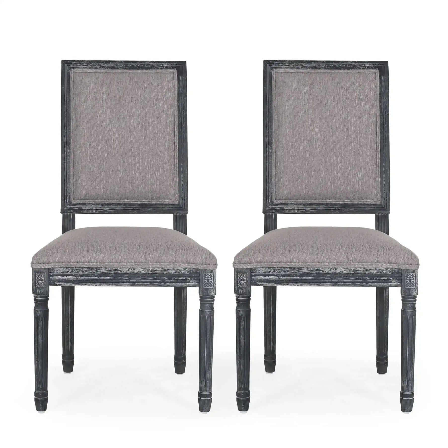 French Country Style Dining Chair with Upholstered Seating and Fluted Legs