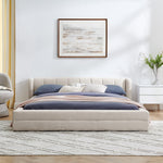 Modern Upholstered Bed Frame With Thick Fabric And Headboard