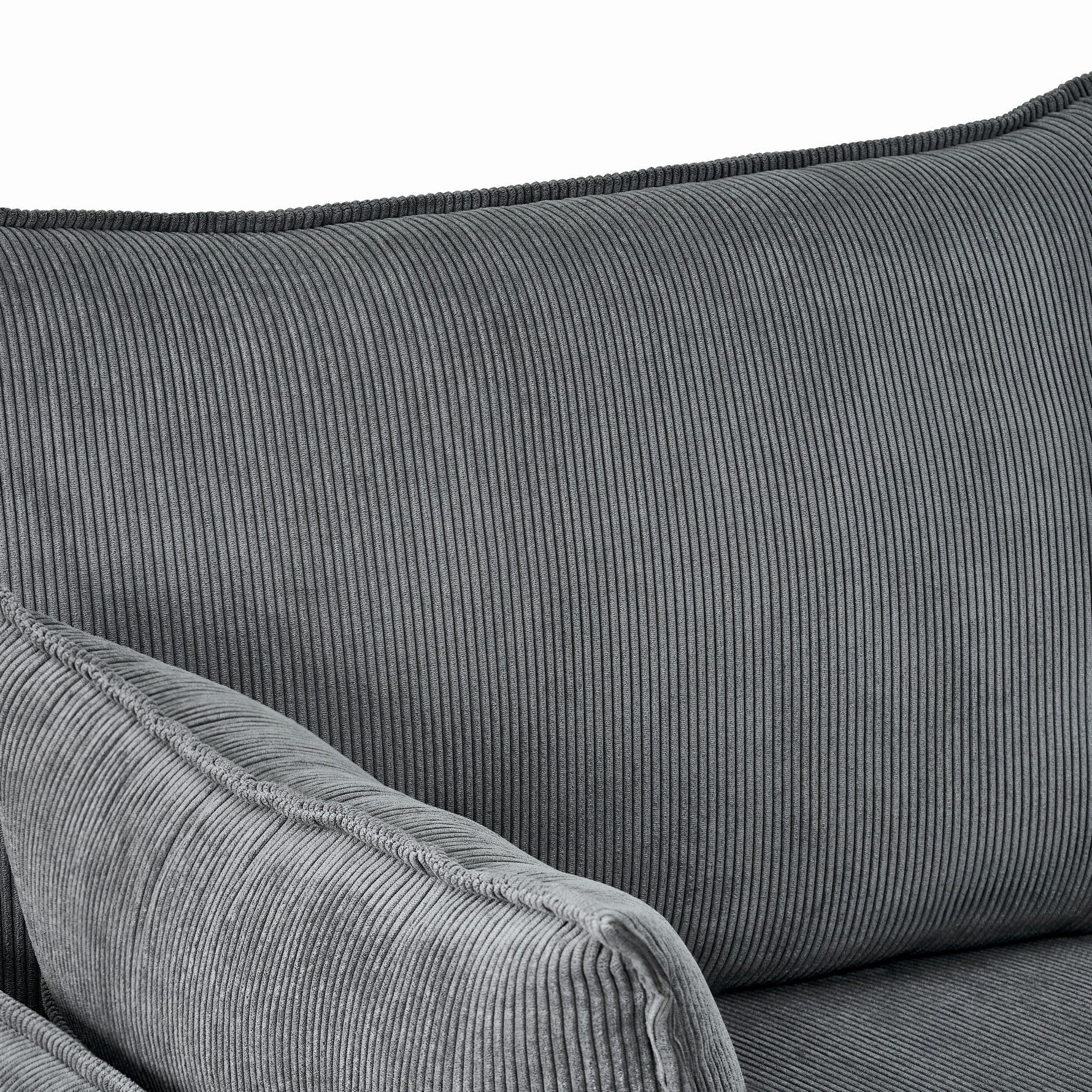 Comfy Corduroy Oversized Chaise Lounge Chair with Ottoman and Storage