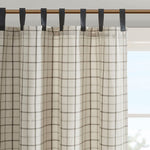Plaid Faux Leather Tab Top Curtain Panel with Fleece Lining