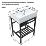 Console Sink With 304 Legs, 24" X 16.75", Wall Mounted Design - White / Black