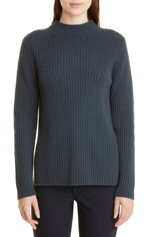 Vince Wool & Cashmere Rib Tunic Sweater in Tide Pool, Size Medium