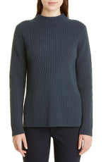 Vince Wool & Cashmere Rib Tunic Sweater in Tide Pool, Size Large