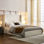 Caron Upholstered Wingback Bed with 54" High Headboard