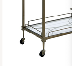 Aditya Mirrored & Antique Brass Finish Serving Cart