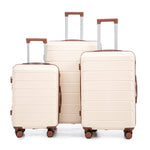 3-Piece ABS Spinner Wheel Luggage Set 20"/24"/28" Beige