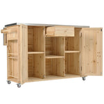Outdoor Kitchen Island Fir Wood Kitchen Island with Stainless Steel Top