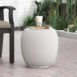 Outdoor Lightweight Concrete Side Table - Antique White