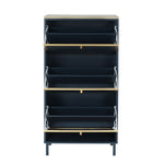 Modern Rattan 3 Door Shoe Rack Cabinet for Entryway