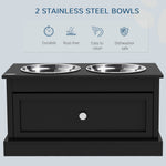 PawHut Large Elevated Dog Bowls with Storage Drawer