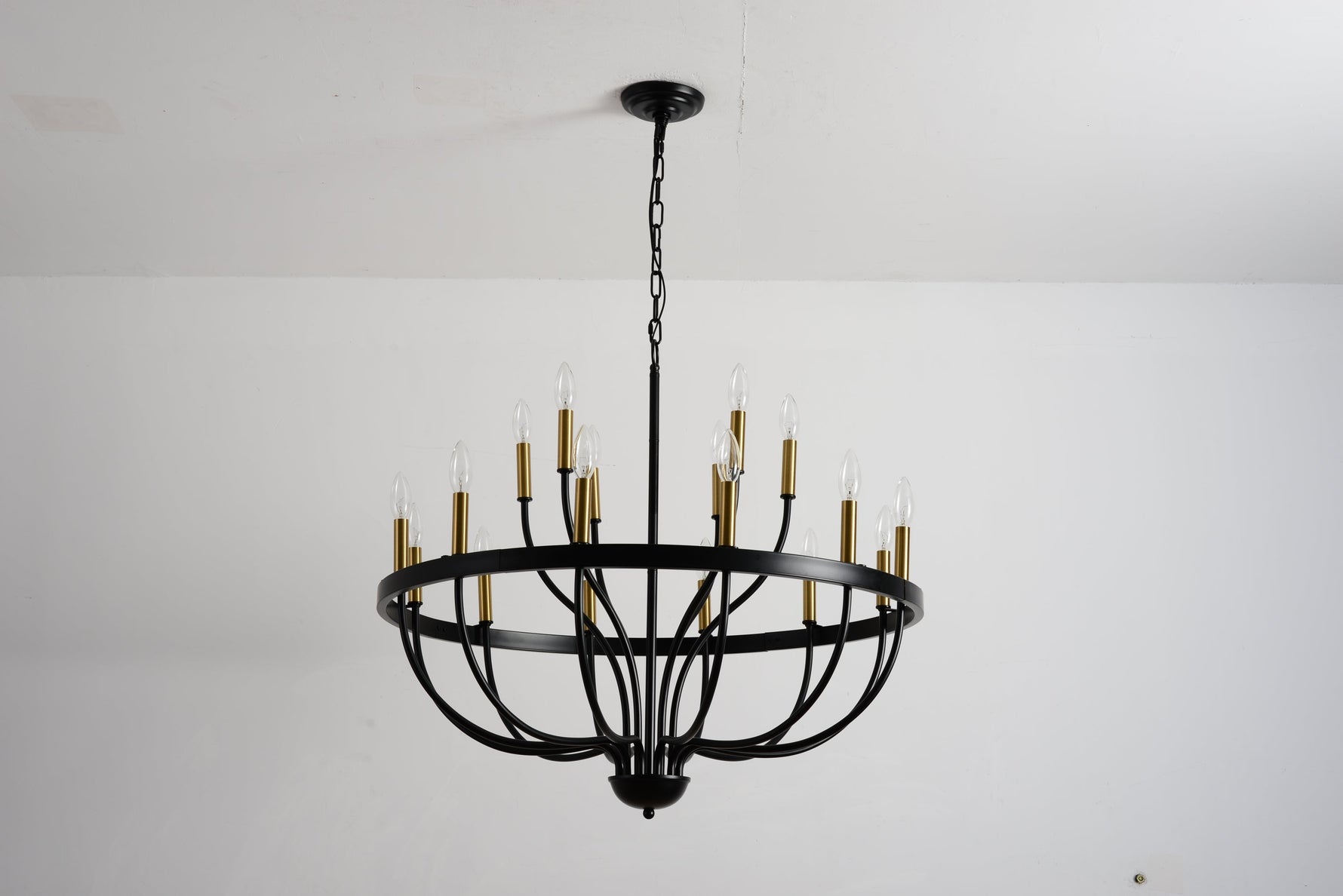 15-Light Industrial Iron Candle Chandelier Modern Farmhouse Pendant Light