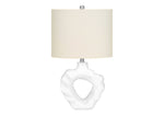 Lighting, 25'h, Table Lamp, Cream Resin, Ivory / Cream Shade, Modern