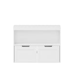 Book Organizer With Large Drawers And Open Shelves, Toy Storage Cabinet - White