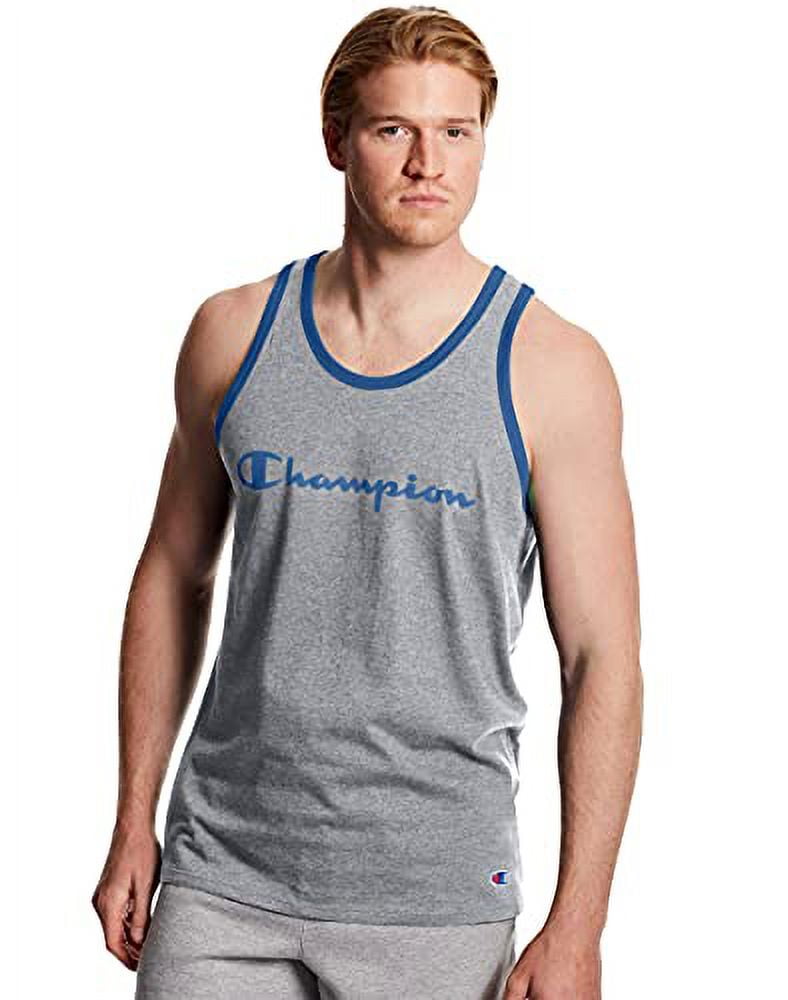 Champion Men's Graphic Ringer Tank Top Gray Size Large