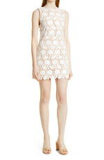 Alice + Olivia Floral Lace Sleeveless Shift Minidress Off White Size 2