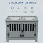 PawHut Large Elevated Dog Bowls with Storage Cabinet