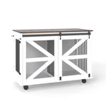 Mobile Dog Crate with Flip Top Feeding Door, Dual Access & 5 Caster System