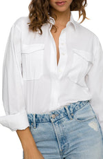 Good American Women's White Long Sleeve Button-Up Shirt - Size 2