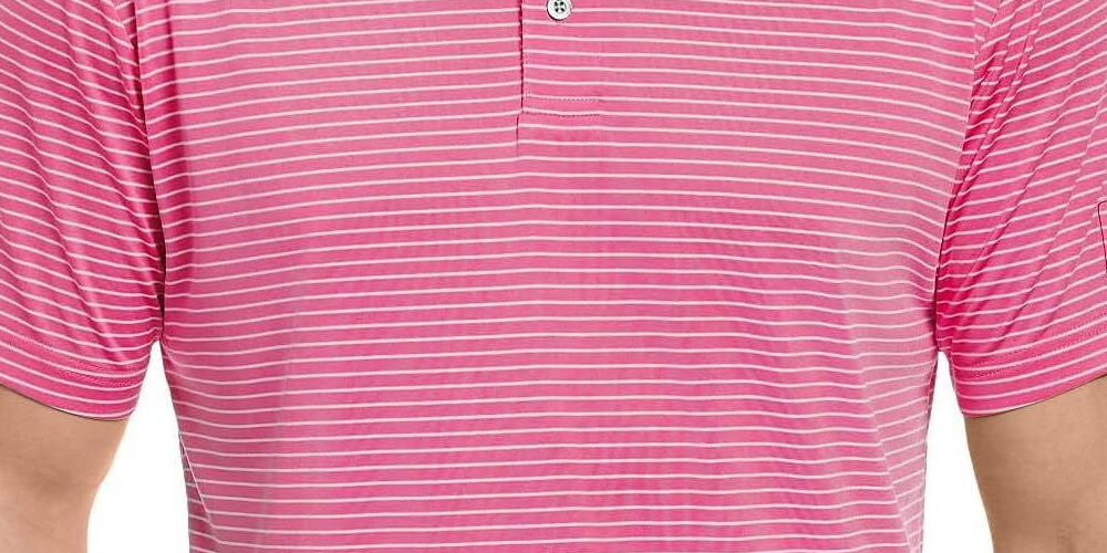 PGA TOUR Men's Single Feeder Stripe Golf Polo Pink Size X-Large