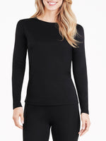 Cuddl Duds Women's Climatesmart Long Sleeve Crewneck Top Black Size Medium
