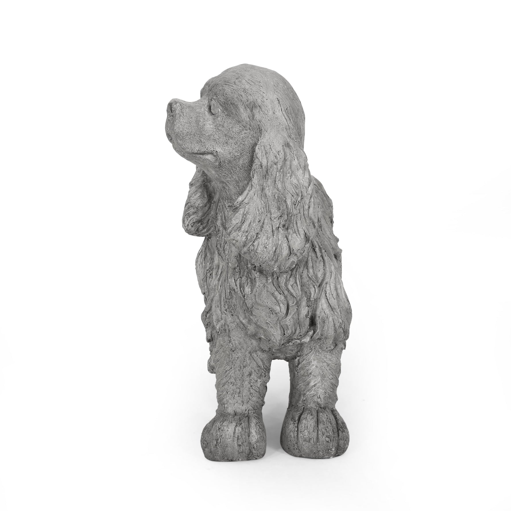 Charming Cocker Spaniel Dog Statue Bench Gray Magnesium Oxide