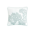 4 Piece Cotton Reversible Embroidered Quilt Set with Throw Pillow Aqua King/Cal King