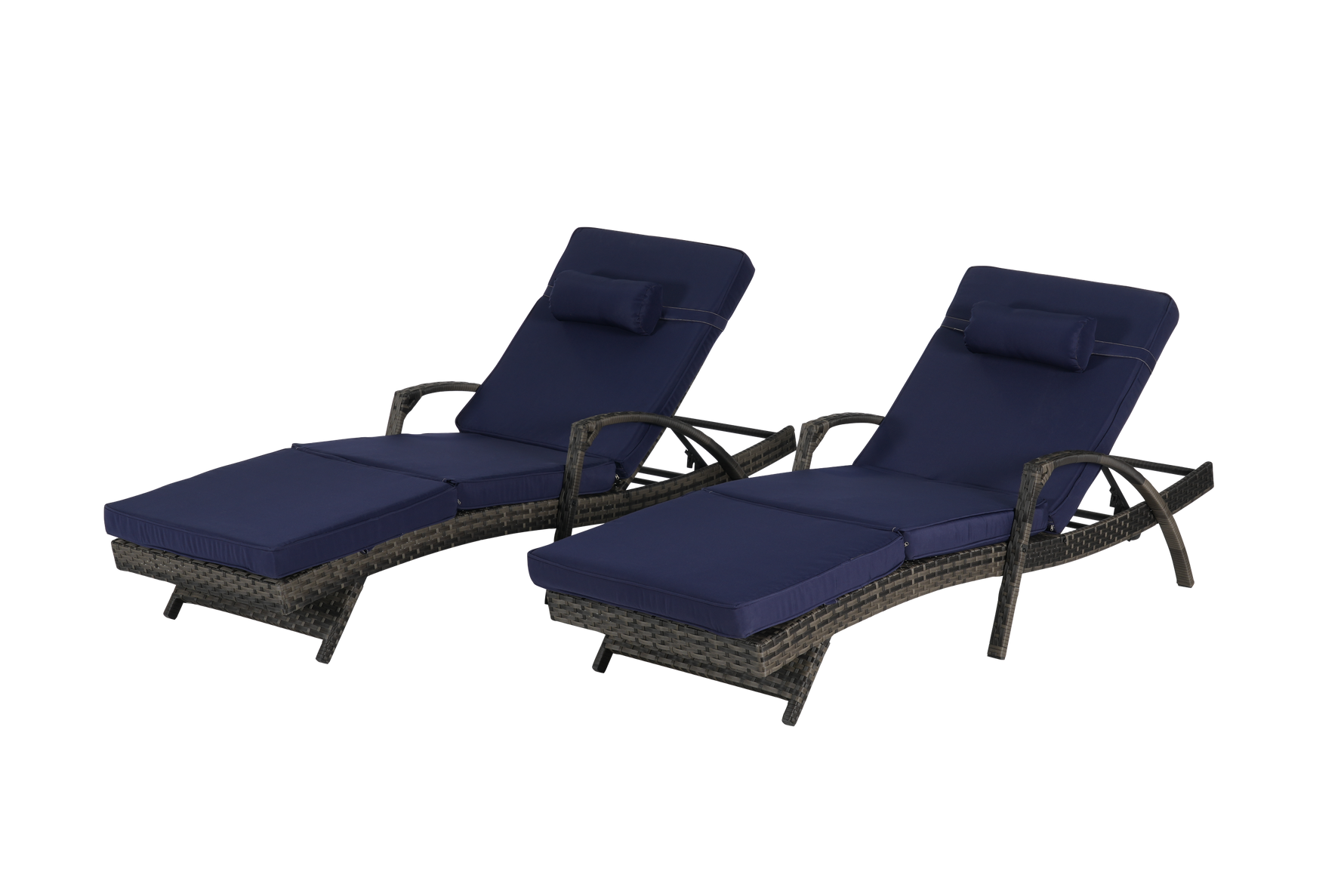 Outdoor Wicker Reclining Chair Set of 2 with Cushions