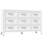 9 Drawer White Metal Dresser with Quiet-Glide Rails