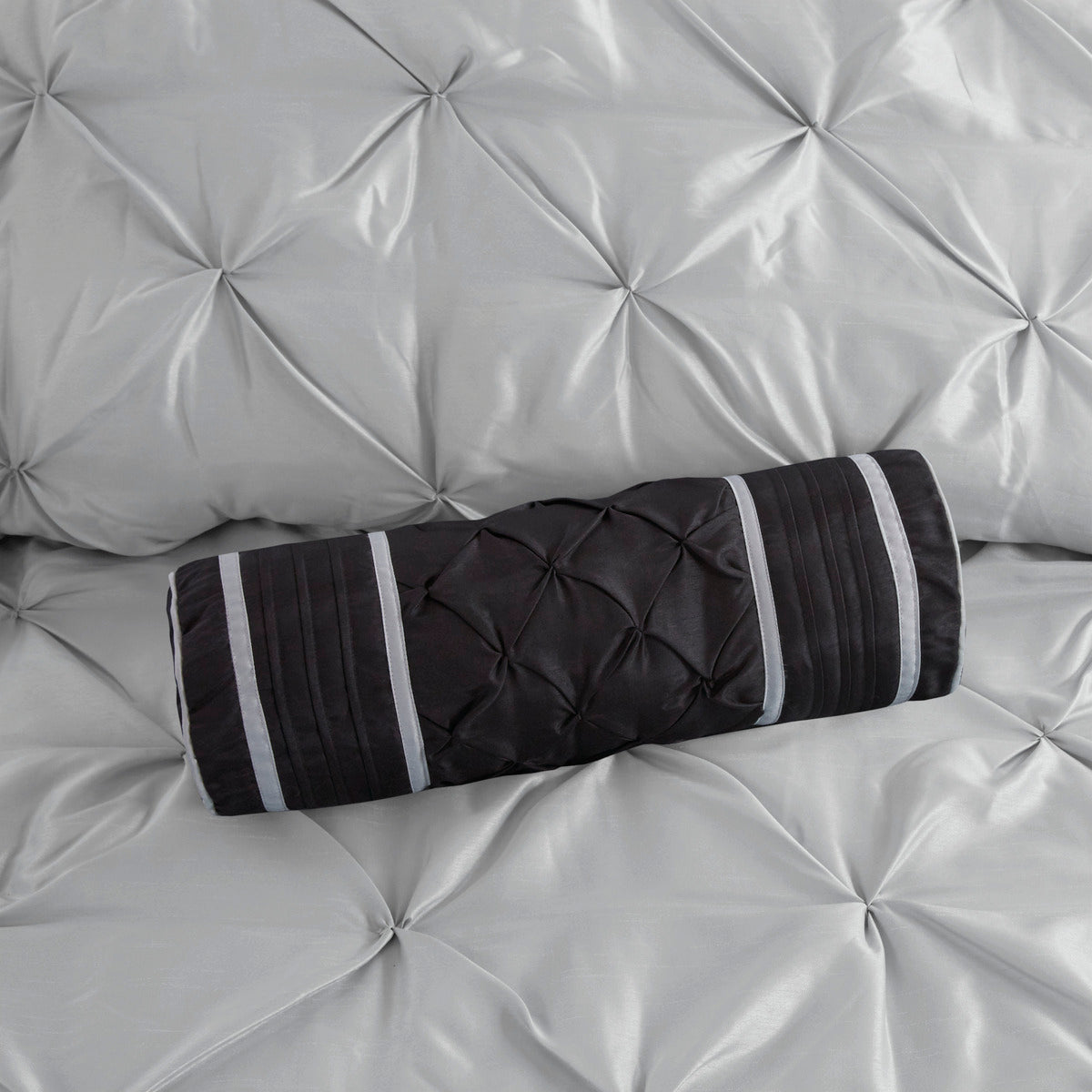 7 Piece Tufted Comforter Set Grey Full