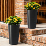 2 Pack Tall 21.7 in Modern Square Planters for Indoor and Outdoor Use