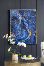 The Oceanus Elegance™ — Marbled Blue & Gold Panel Wall Art