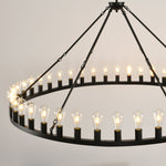 64 Inch Matte Black Wagon Wheel Chandelier With 30 Lights