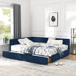 Mid-Century Storage Upholstered Tufted Bed Frame with Backrest and Armrests