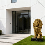 24" Lion Statue, Resin Outdoor Guardian Sculpture