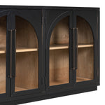 4-Door Large Storage Sideboard Buffet Cabinet with Glass Doors Arched Cabinet (Black)