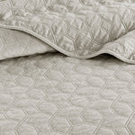 3 Piece Velvet Quilt Set Ivory Full/Queen
