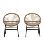 Outdoor Accent Chair with Curved Back and Basket Frame Set of 2