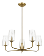 Dazzle Five Lights Chandelier With Clear Seeded Glass - Satin Brass