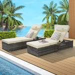 Outdoor Chaise Lounge Chair Set of 2 with Storage and Cushions